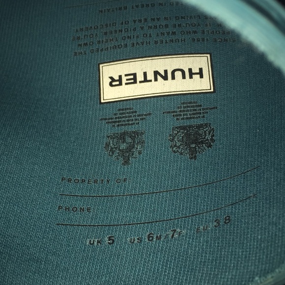 Women’s tall HUNTER Teal rain boots. - Picture 2 of 4